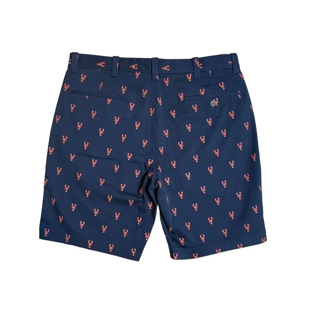 J. Crew Men’s Navy Blue Shorts Red Crab Pattern Size 33 Nautical 9 Inch Inseam